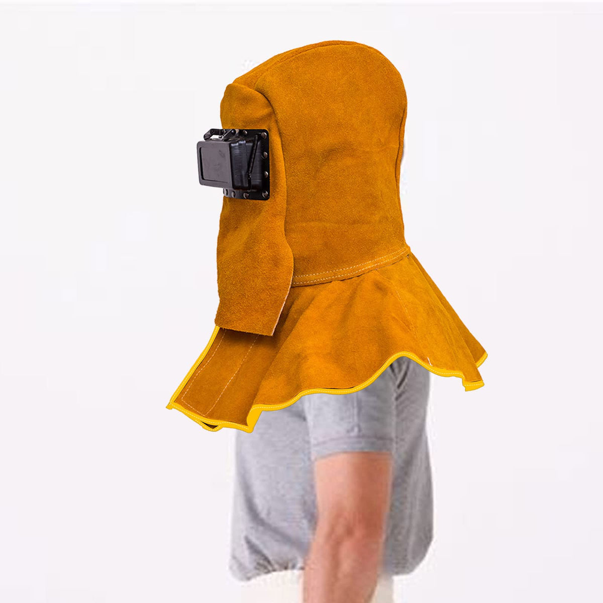 Cowhide Leather Welding Hood with Auto Darkening Filter F9374