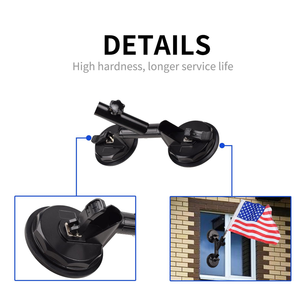 Suction Cup Vehicle Flagpole Bracket Aluminum Alloy O952602