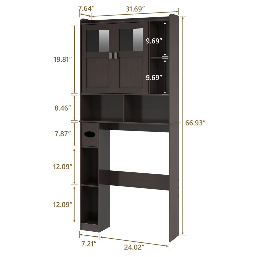 Over The Toilet Storage Cabinet with Doors and Shelves A720025