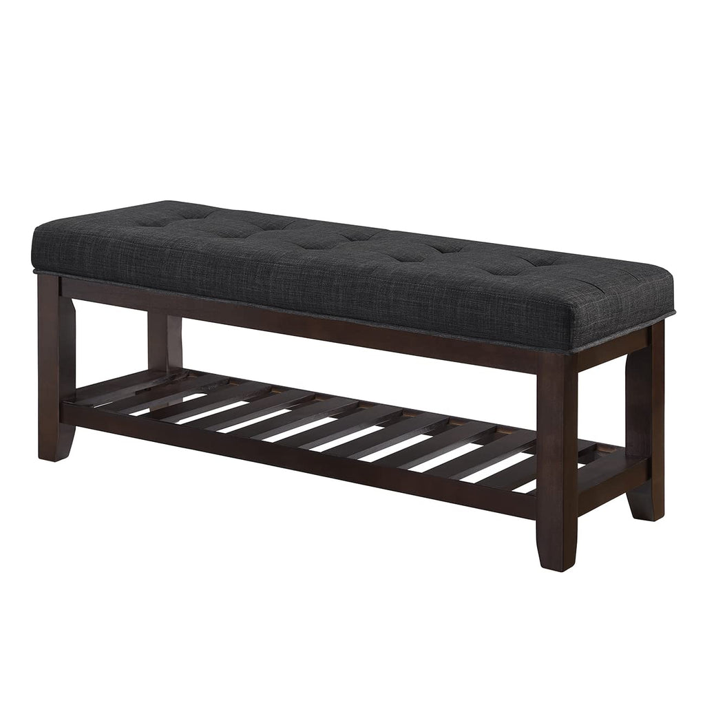 Large Rectangular Upholstered Tufted Linen Ottoman Bench P35823