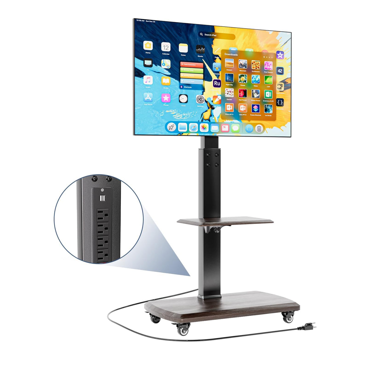Rolling TV Stand with Power Outlet for 32 to 80 inch TVs E964