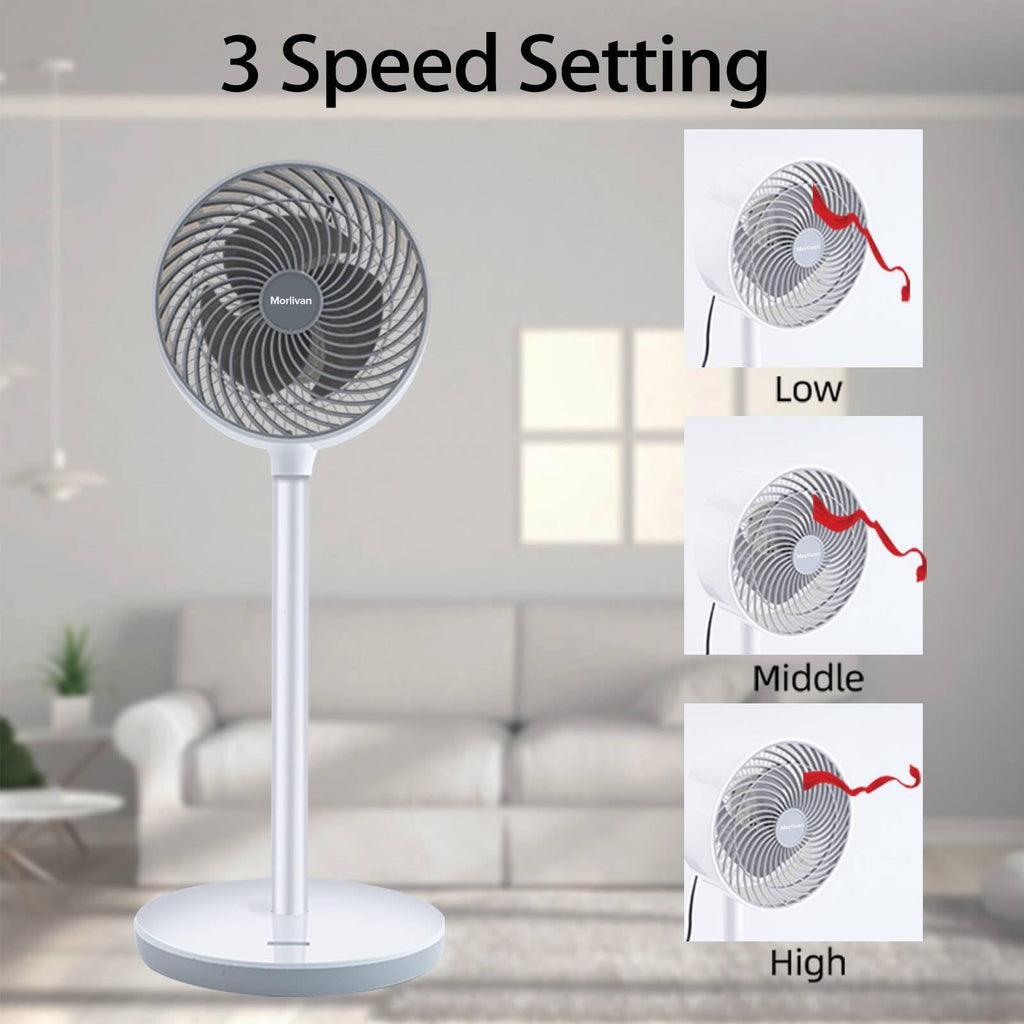 16 Inch 3-Speed Oscillating Stand Fan with Remote, White G441