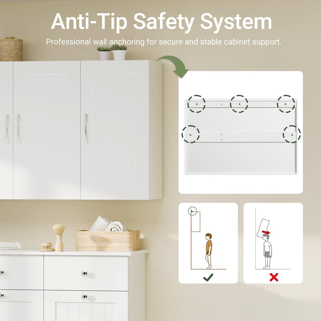White 3-Door Bathroom Wall Cabinet A589