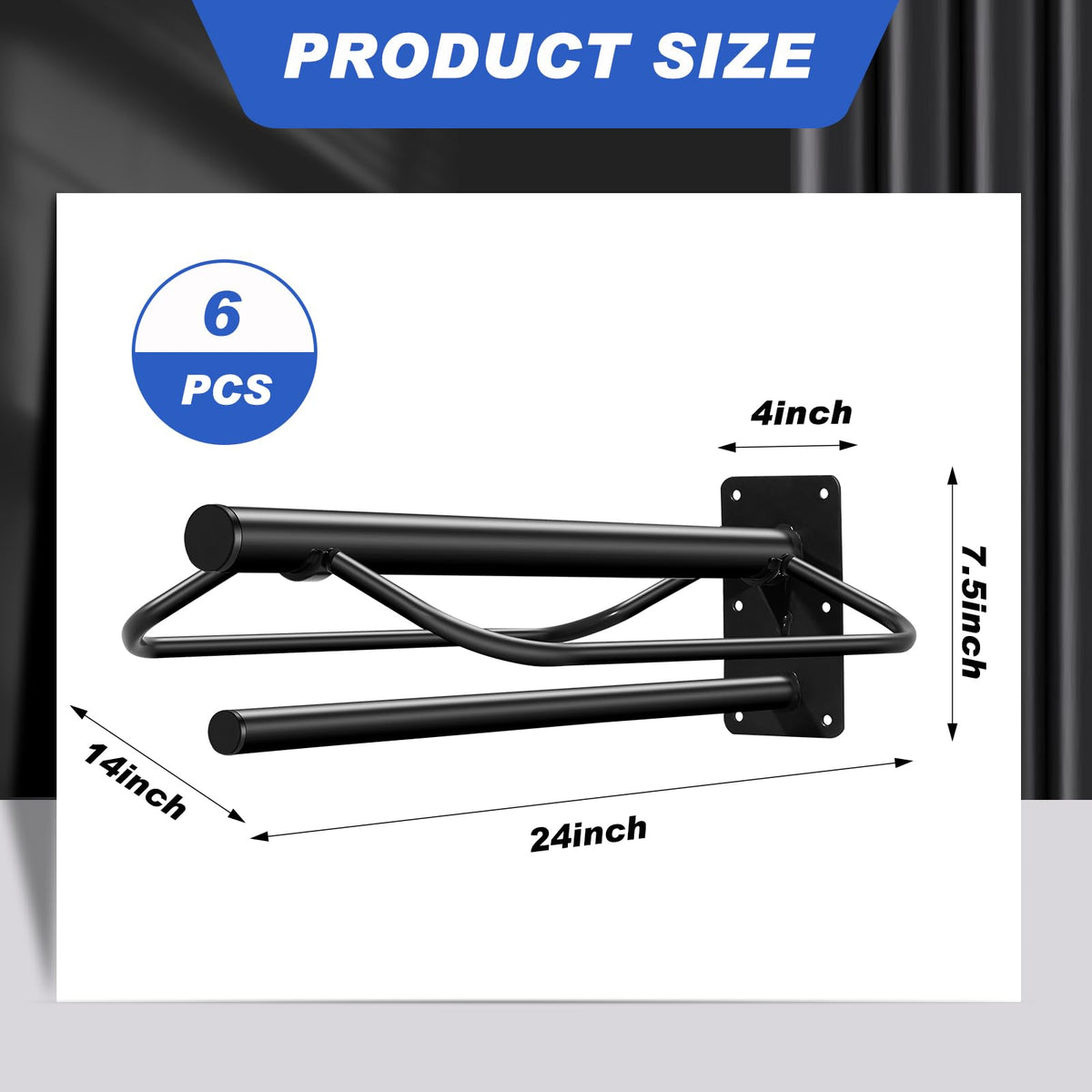 6 Pcs Wall Mount Saddle Rack with Pad Bar A201673