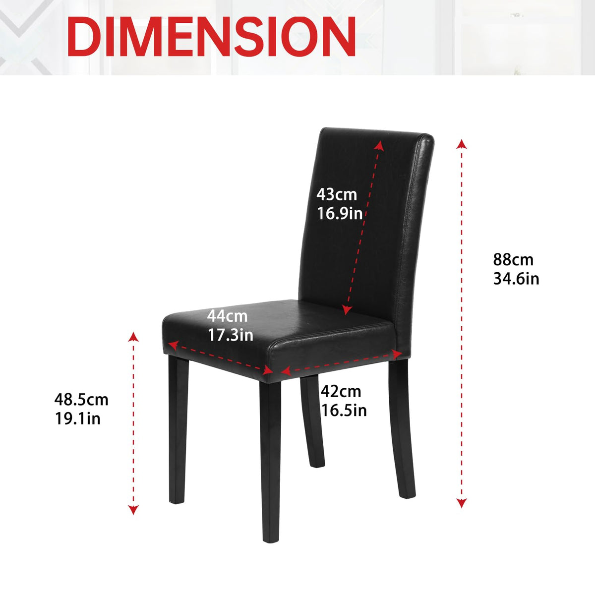Set of 4 Black Dining Chairs Y292