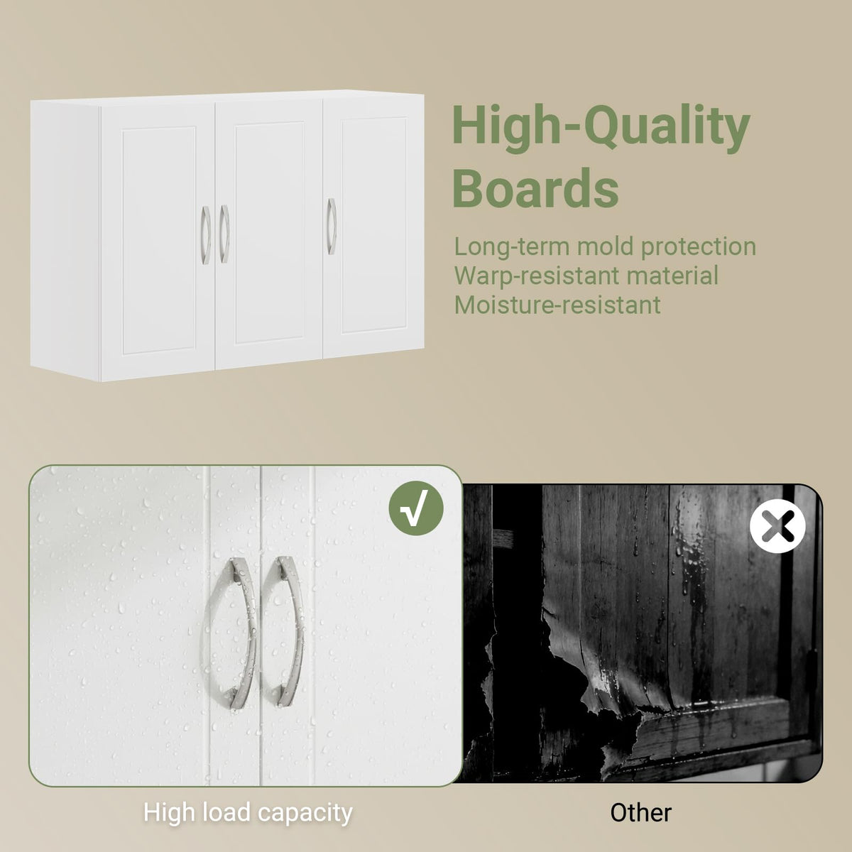 White 3-Door Bathroom Wall Cabinet A589