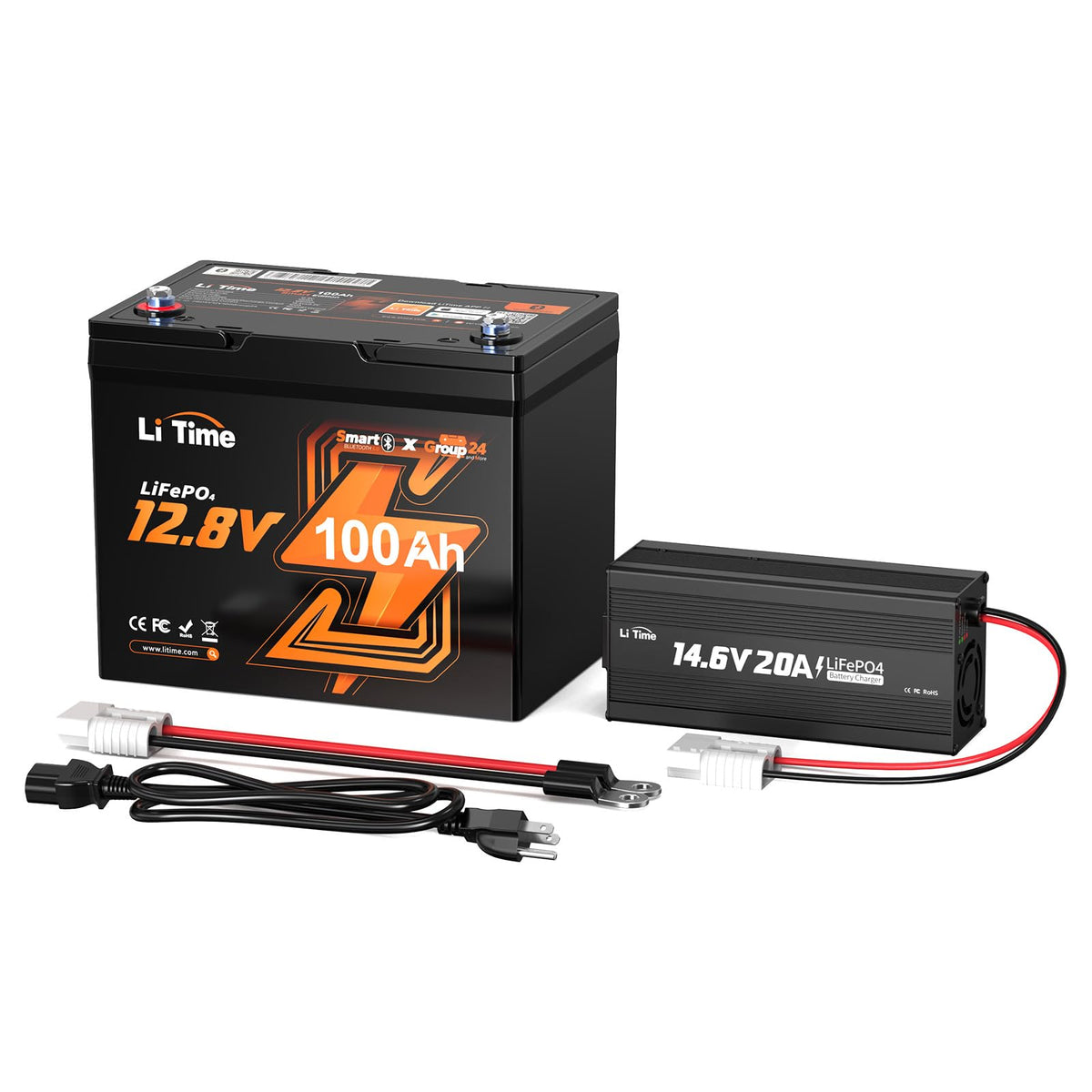 12V 100Ah Group 24 LiFePO4 Battery with Charger C831