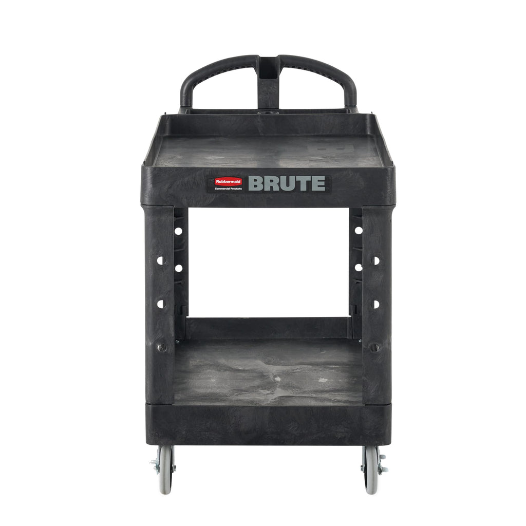 Black 2-Shelf Utility Cart with Lipped Shelves L37716