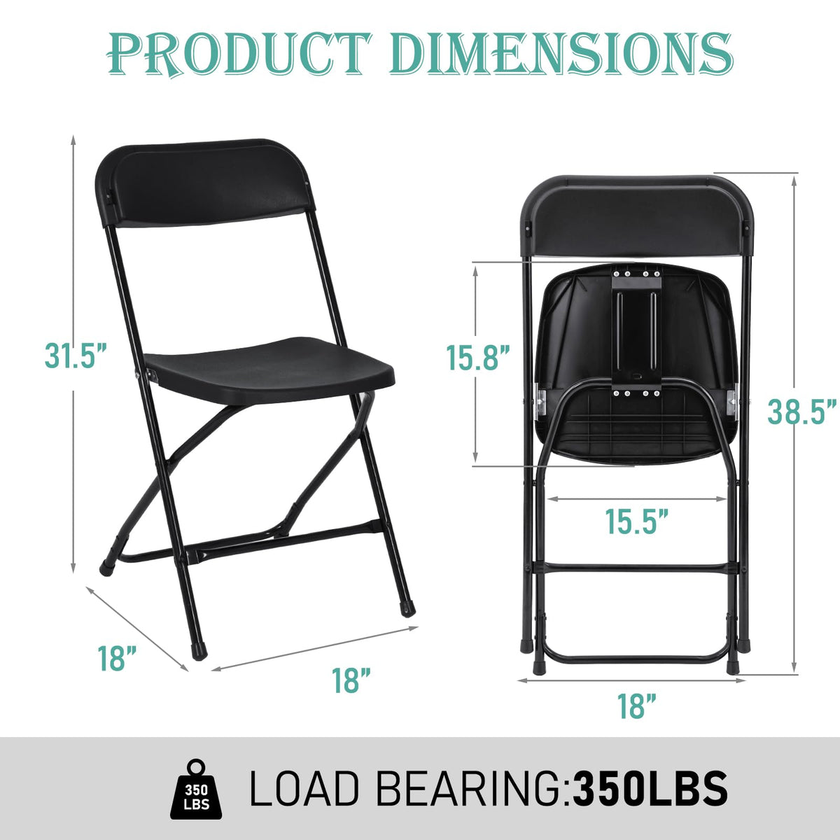 10 Pack Black Plastic Folding Chair P180