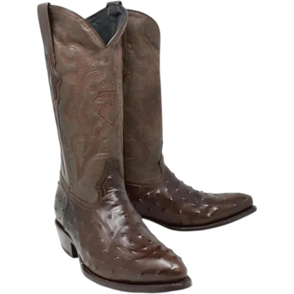 White Ostrich Print Leather Western Cowboy Boots U9709