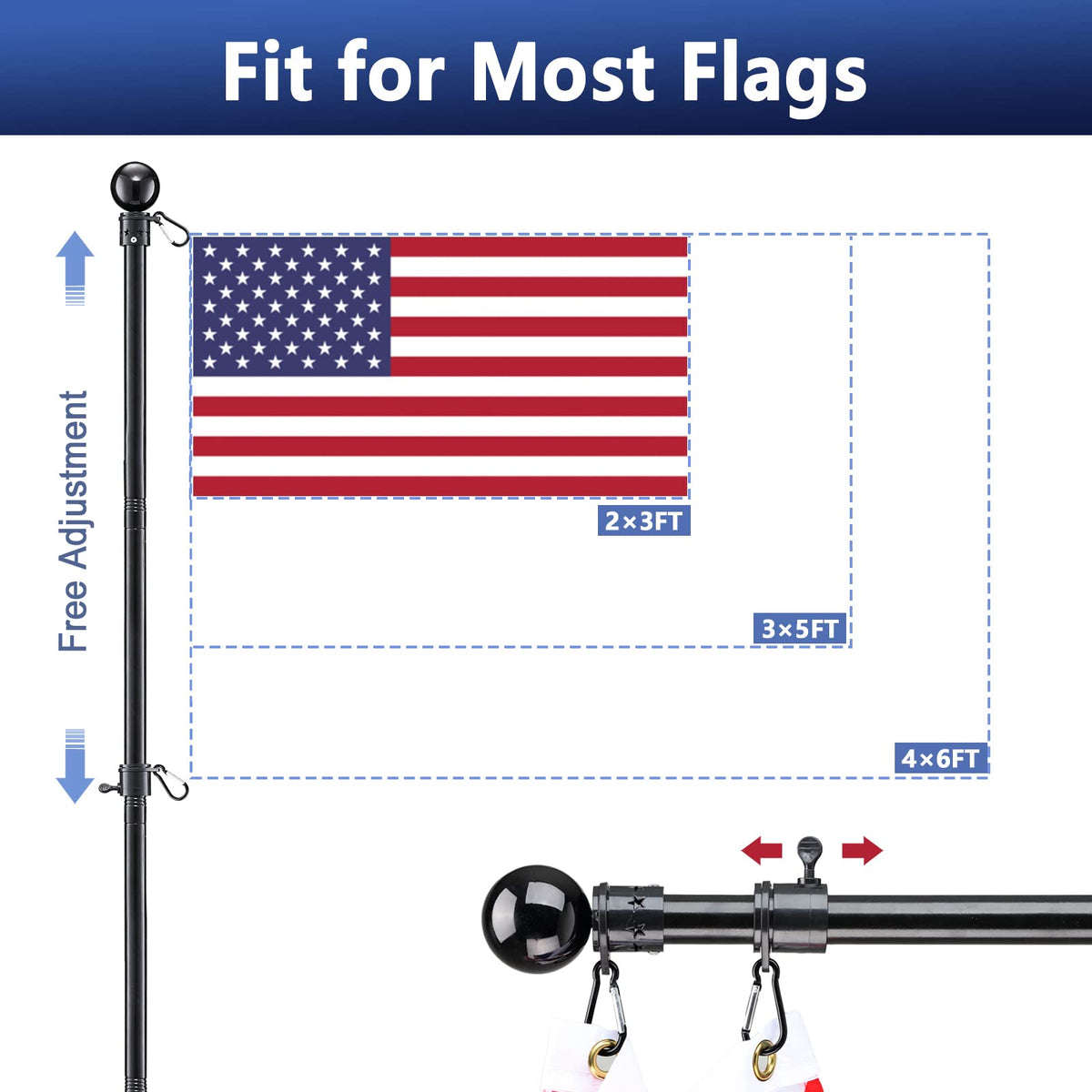 6ft Tangle Free Spinning Flag Pole Kit N967662