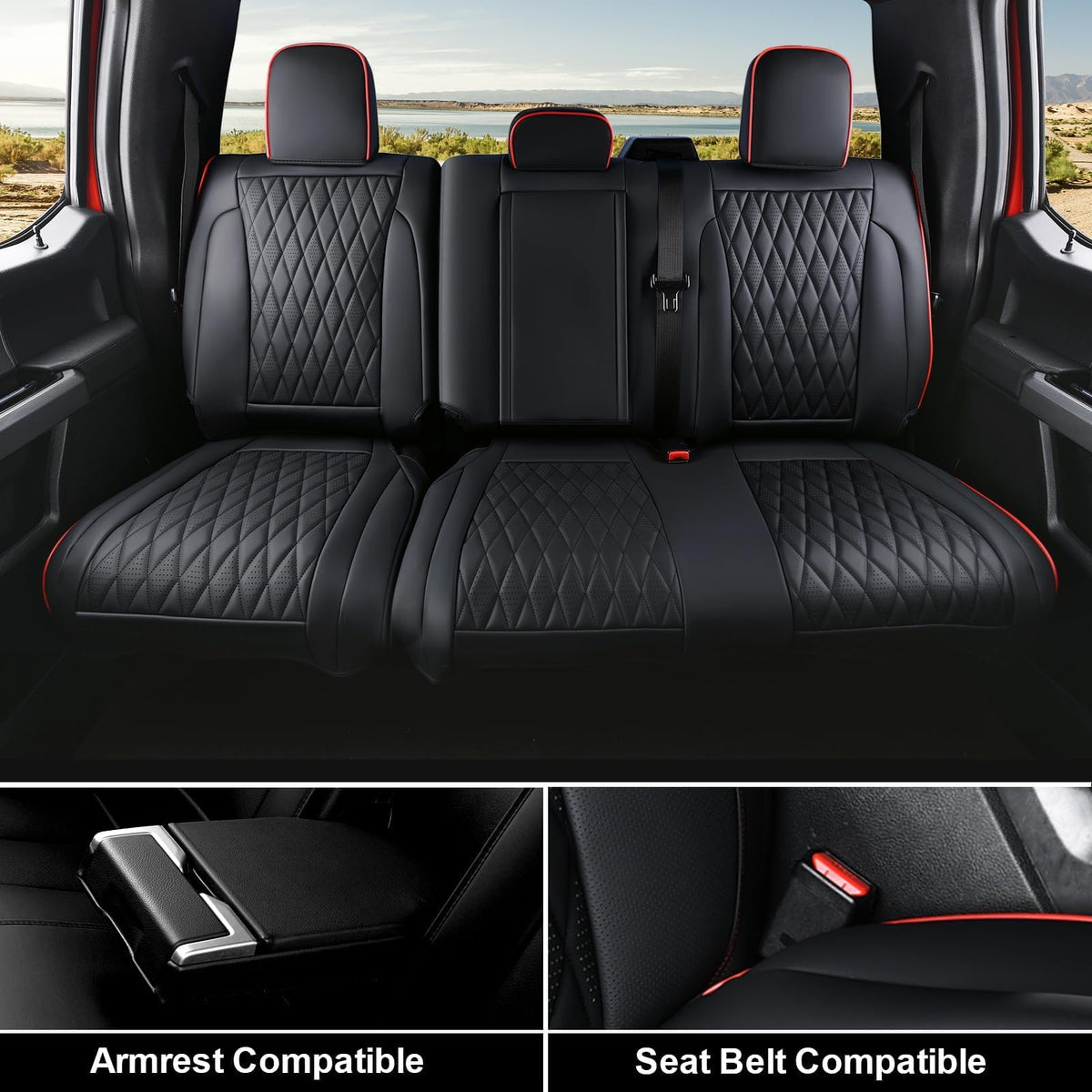 Leather Seat Covers Full Set Waterproof Custom Fit D586284