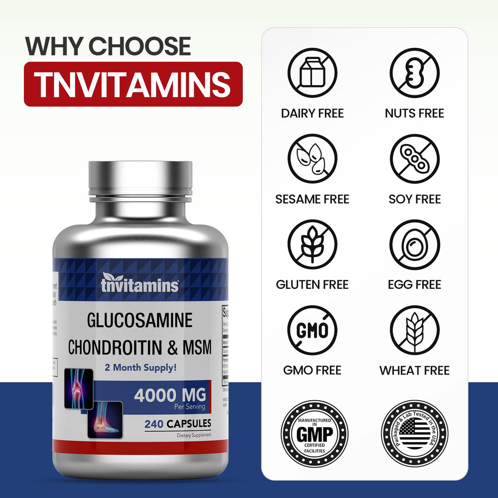 Glucosamine Chondroitin MSM 240 Capsules 4,000 mg Joint Support Supplement S203388