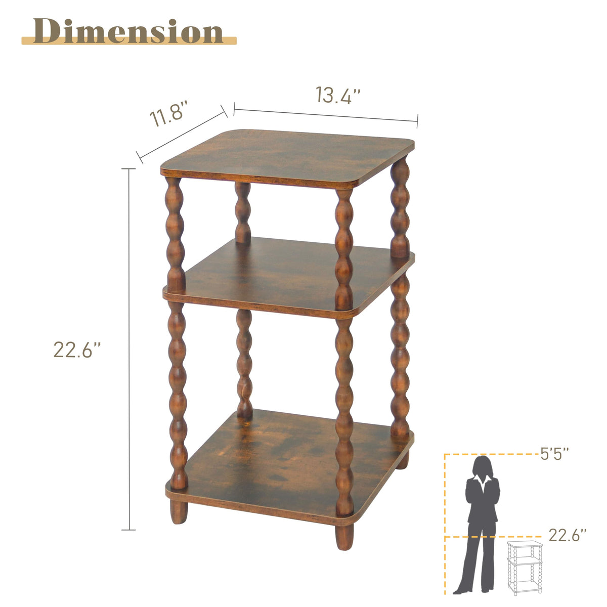 Small 3-Tier Side Table with Shelf P6345