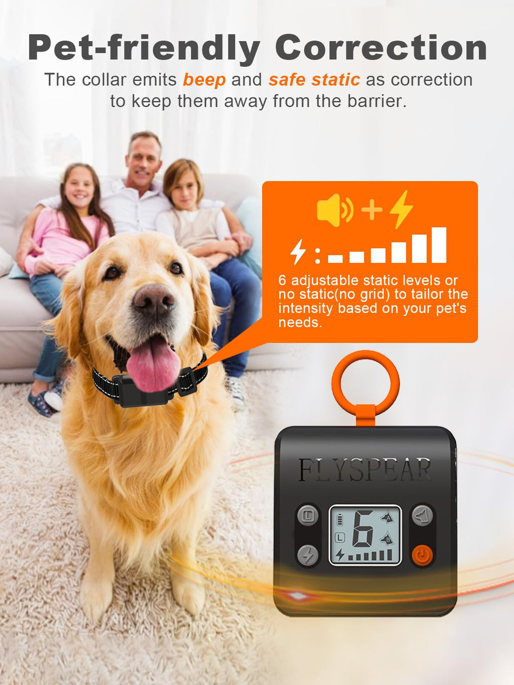 Wireless Rechargeable Indoor Pet Barrier with 6 Adjustable Range J147114