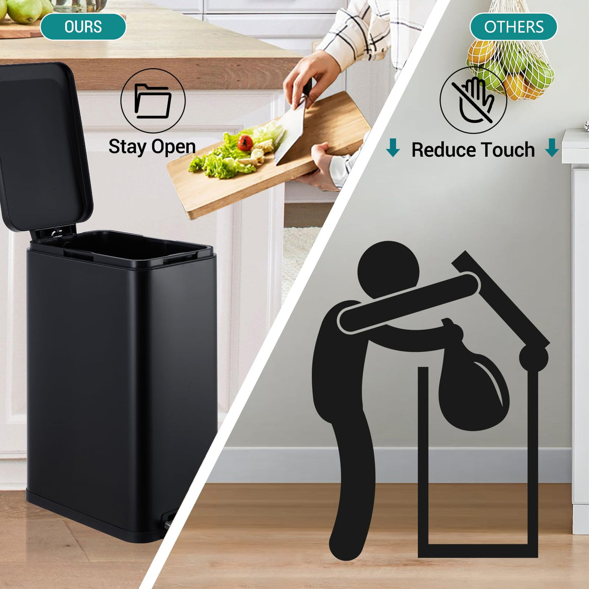 50L Slim Stainless Steel Trash Can with Lid U96495