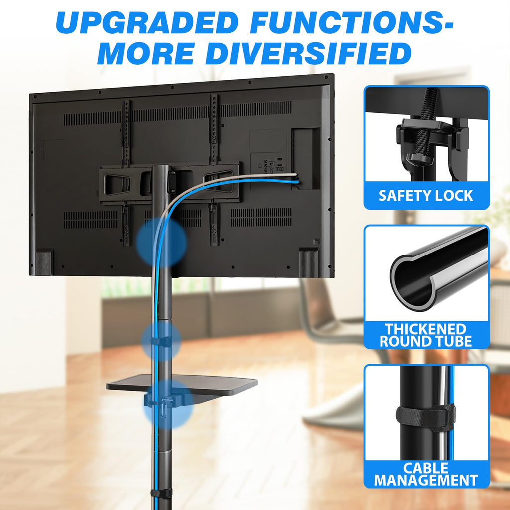 Mobile TV Stand for 23-65 Inch Flat Curved TVs Black L743