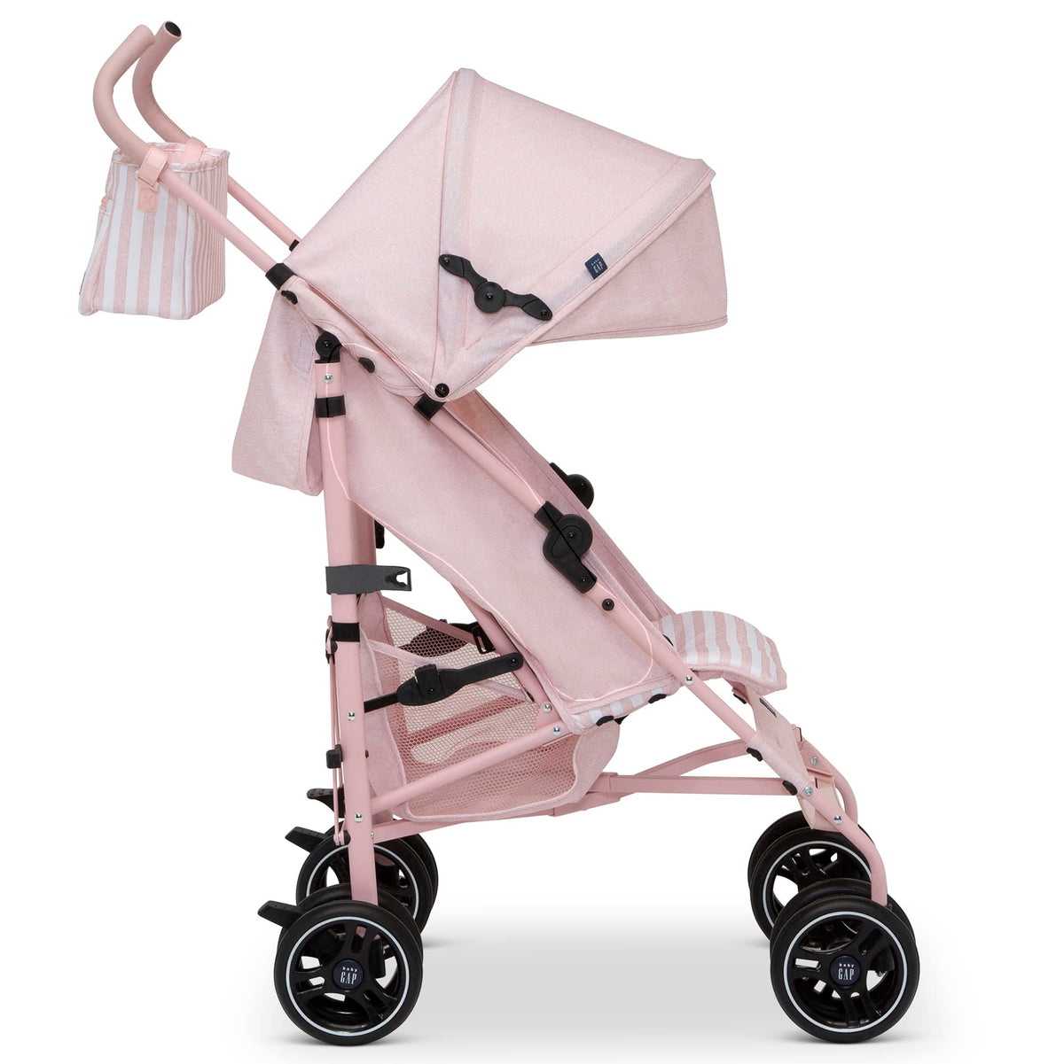 Lightweight Stroller with Recline, Compact Fold & Removable Parent Organizer, Pink Stripes E566035