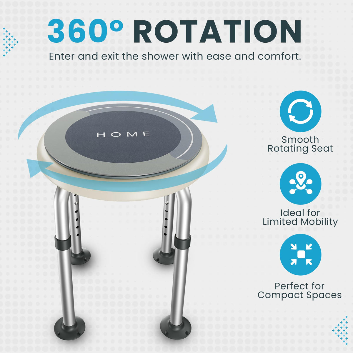 Adjustable Swivel Shower Stool with Non-Slip Feet T36201