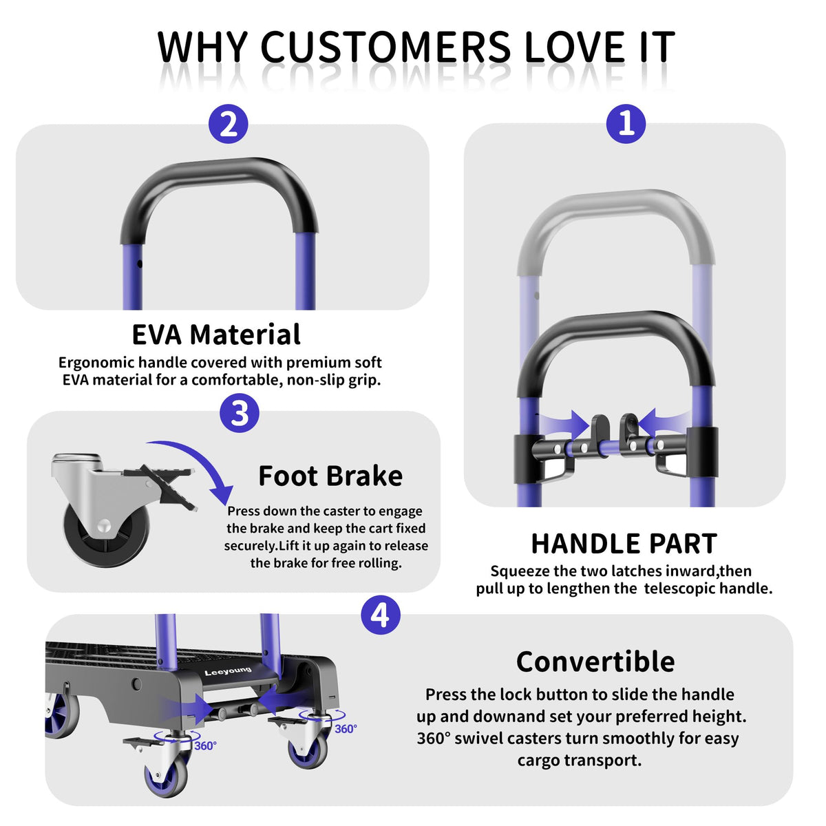 3-in-1 Folding Hand Truck 330lbs Portable Dolly Cart with Adjustable Handle K975064