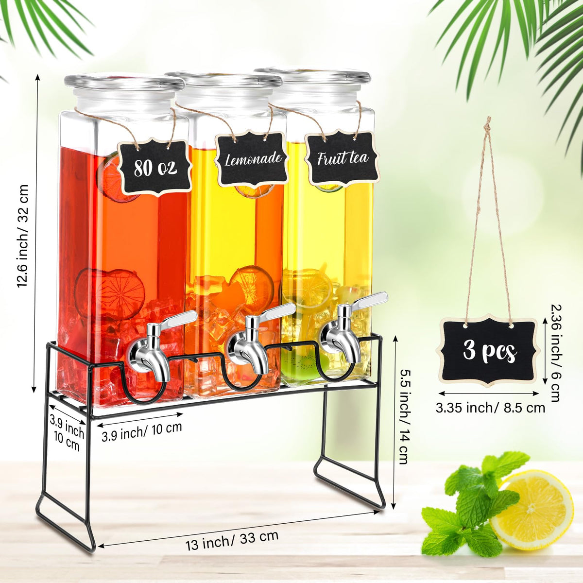80 oz Glass Drink Dispenser with Stand and Spigot Q680