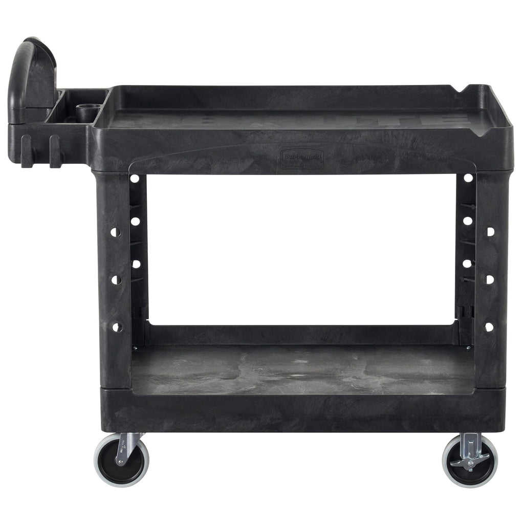 Black 2-Shelf Utility Cart with Lipped Shelves L37716