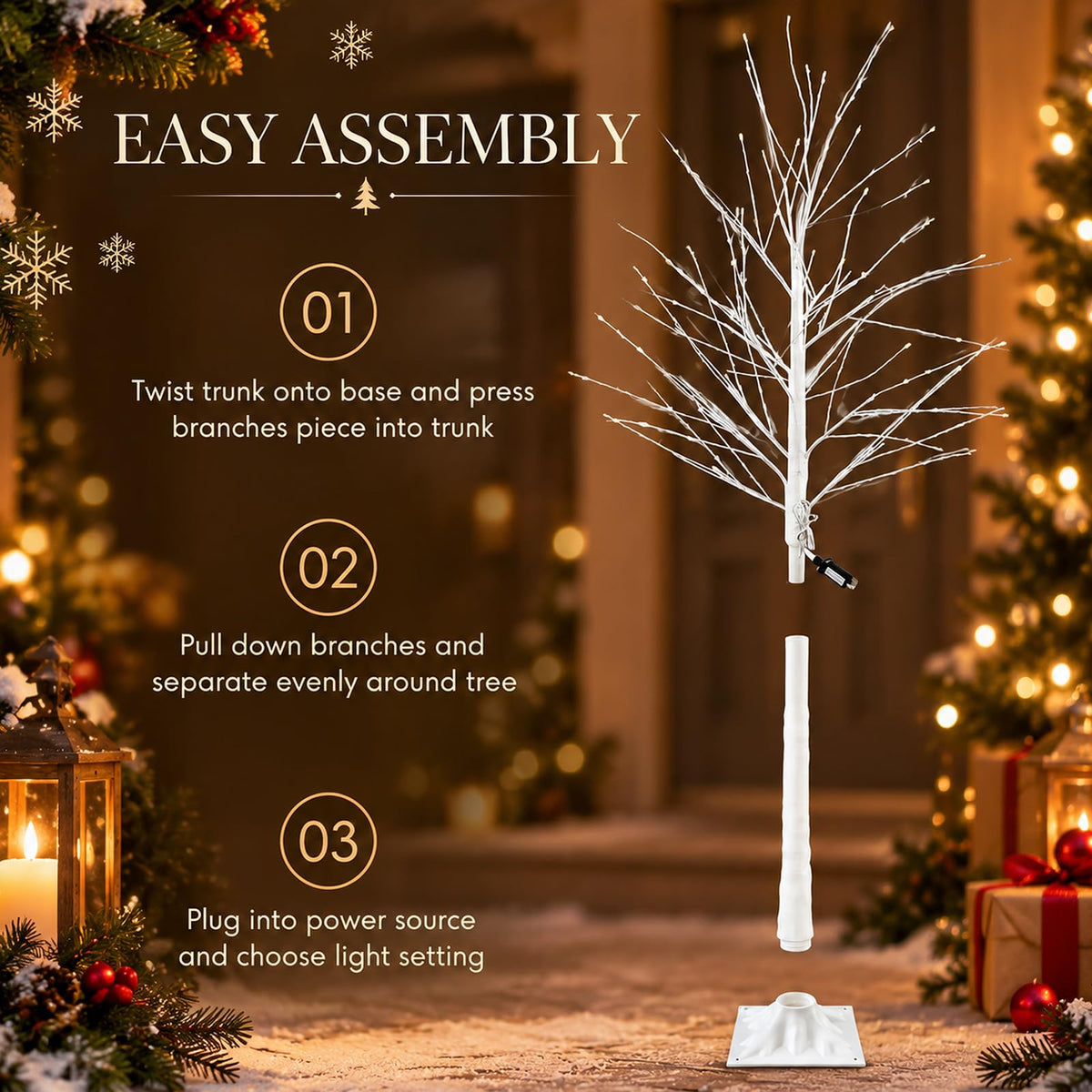 4 Pack Lighted Birch Tree P529