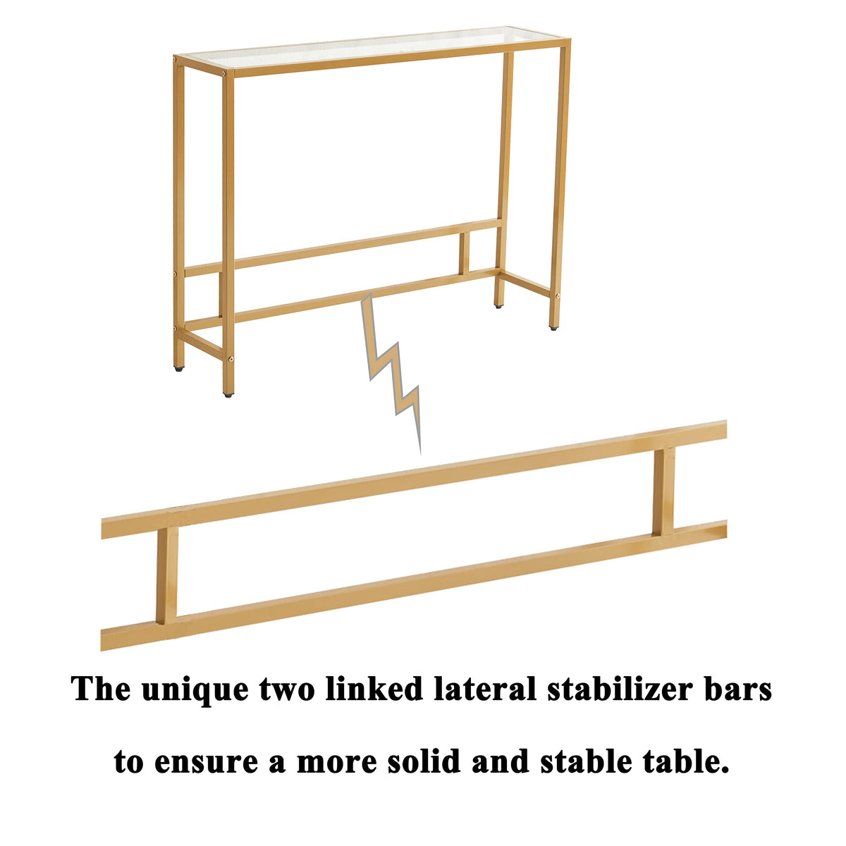 Small Modern Console Table Tempered Glass Metal Frame S86347