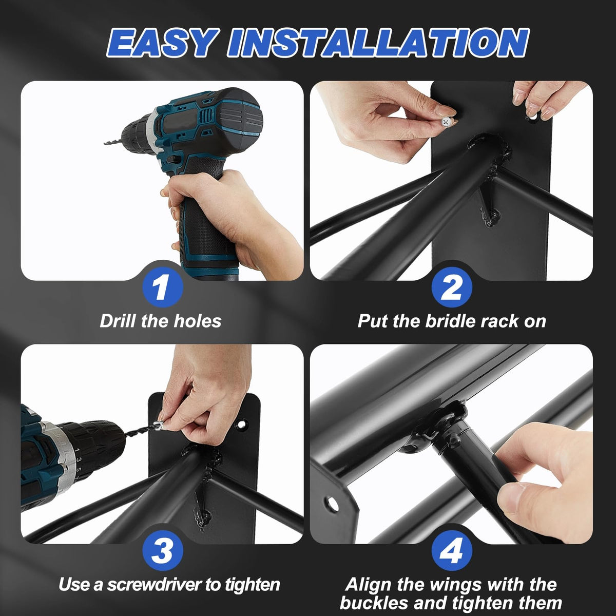 6 Pcs Wall Mount Saddle Rack with Pad Bar A201673