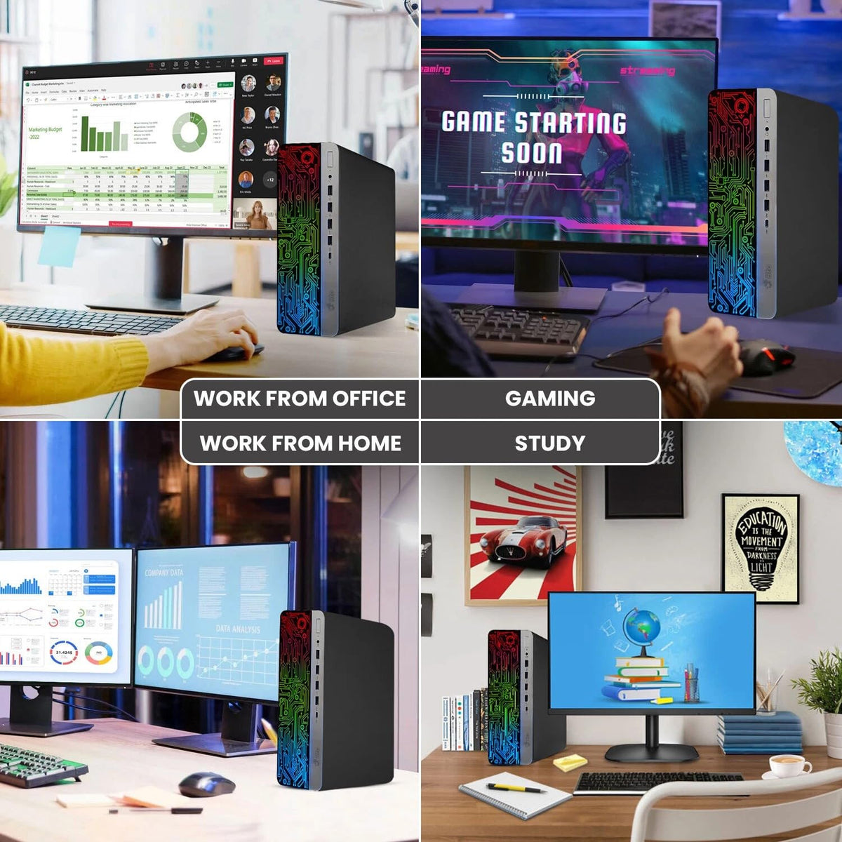 RGB Gaming Desktop PC Intel i5 16GB DDR4 512GB SSD GeForce GT 1030 G30944