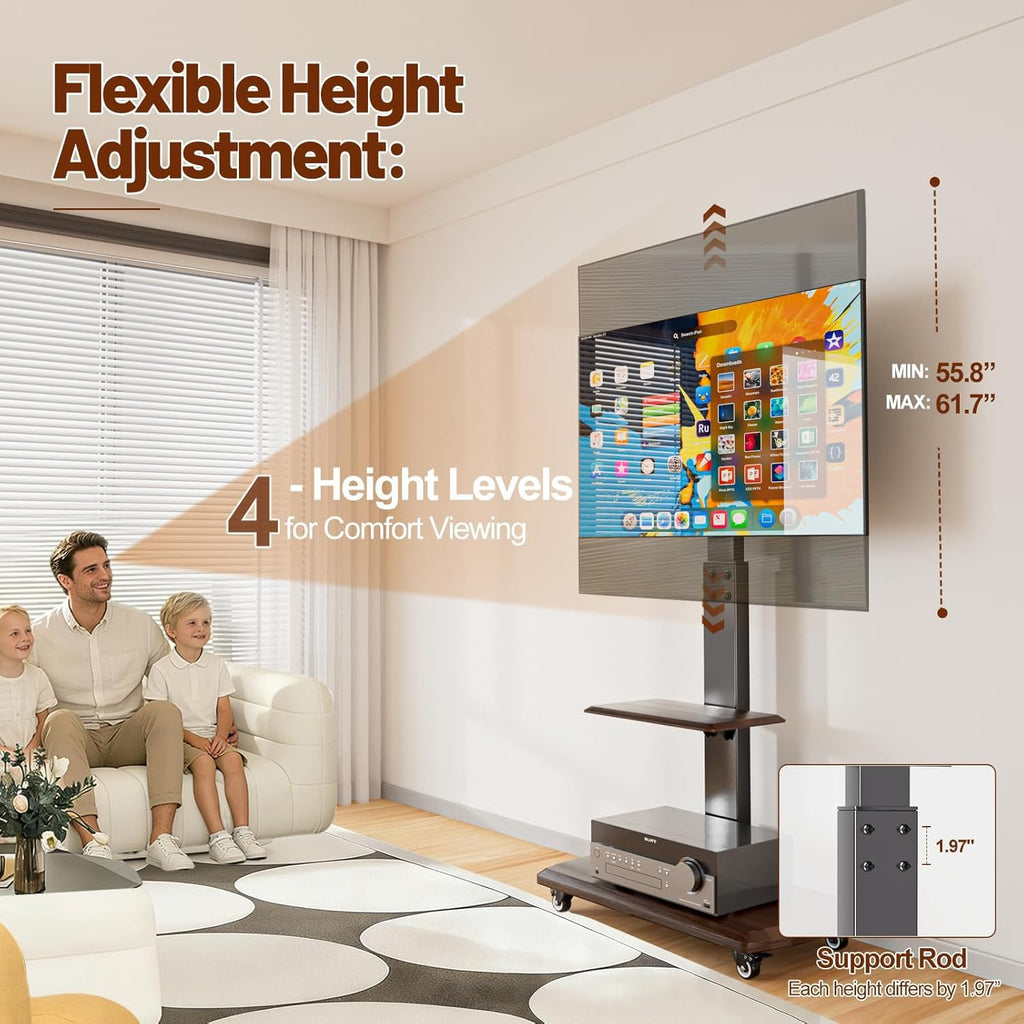 Rolling TV Stand with Power Outlet for 32 to 80 inch TVs E964