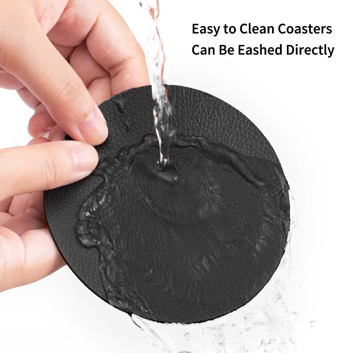 Faux Leather Drink Coasters with Holder, Set of 12 Y8494
