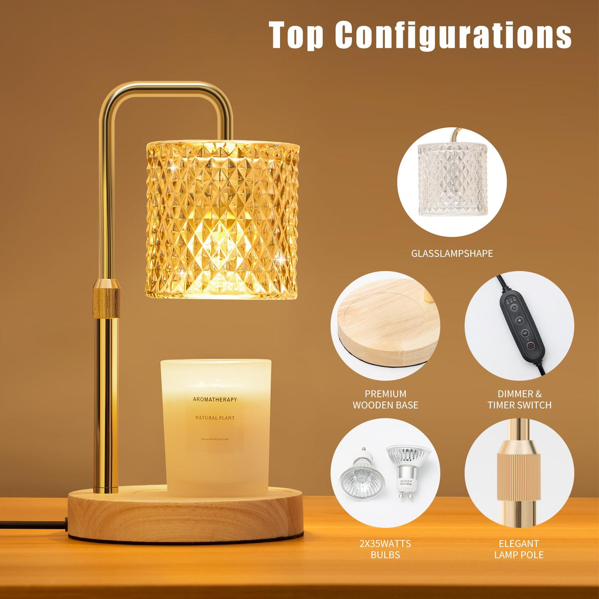 Dimmable Candle Warmer Lamp with Timer J77904