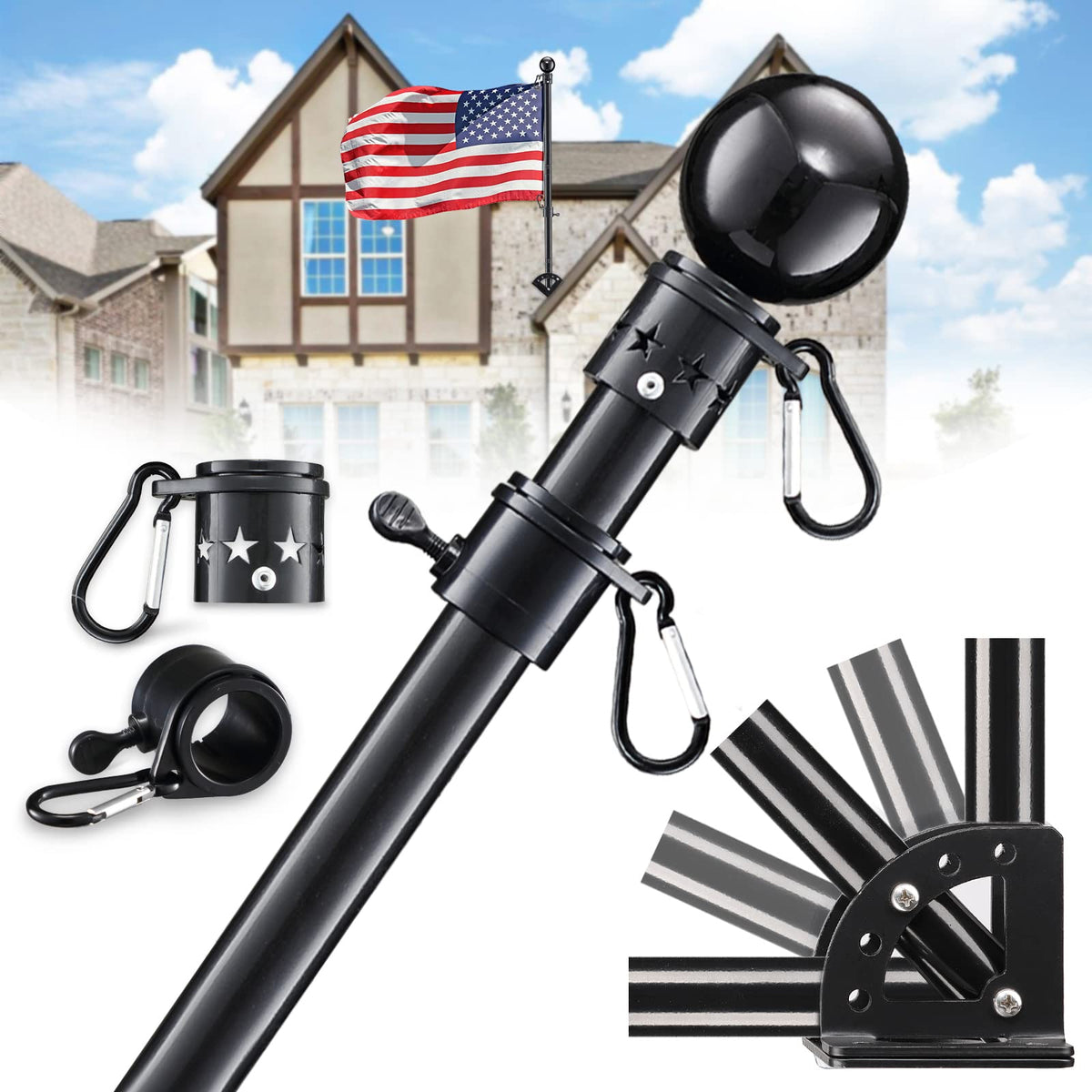 6ft Tangle Free Spinning Flag Pole Kit N967662