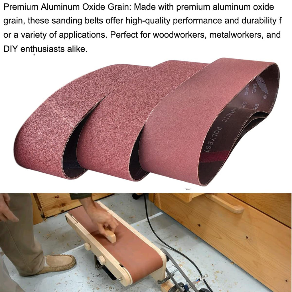 9 PCS 4" x 36" Aluminum Oxide Sander Belts 40 80 120 Grit L189