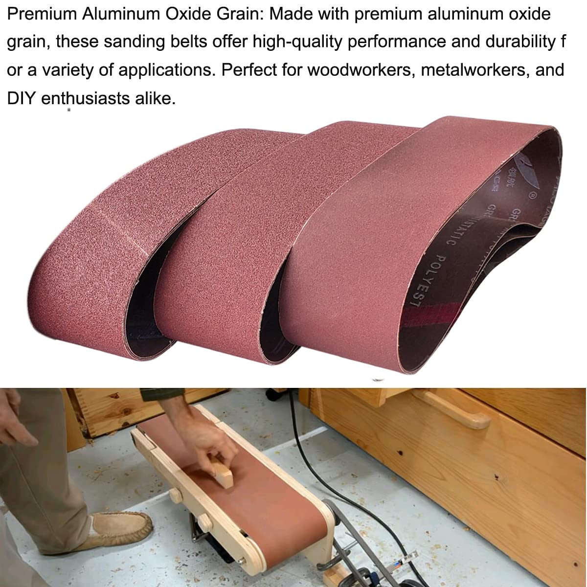 9 PCS 4" x 36" Aluminum Oxide Sander Belts 40 80 120 Grit L189