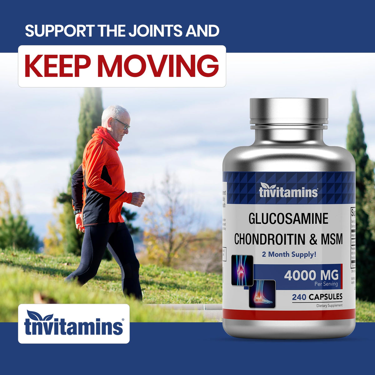 Glucosamine Chondroitin MSM 240 Capsules 4,000 mg Joint Support Supplement S203388