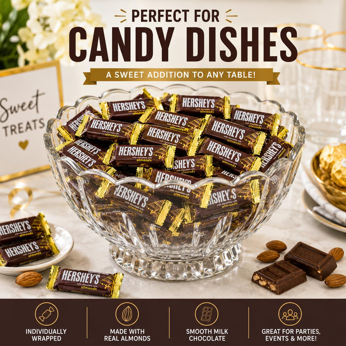 Milk Chocolate with Almonds Bars 50 Pieces Snack Size W2358
