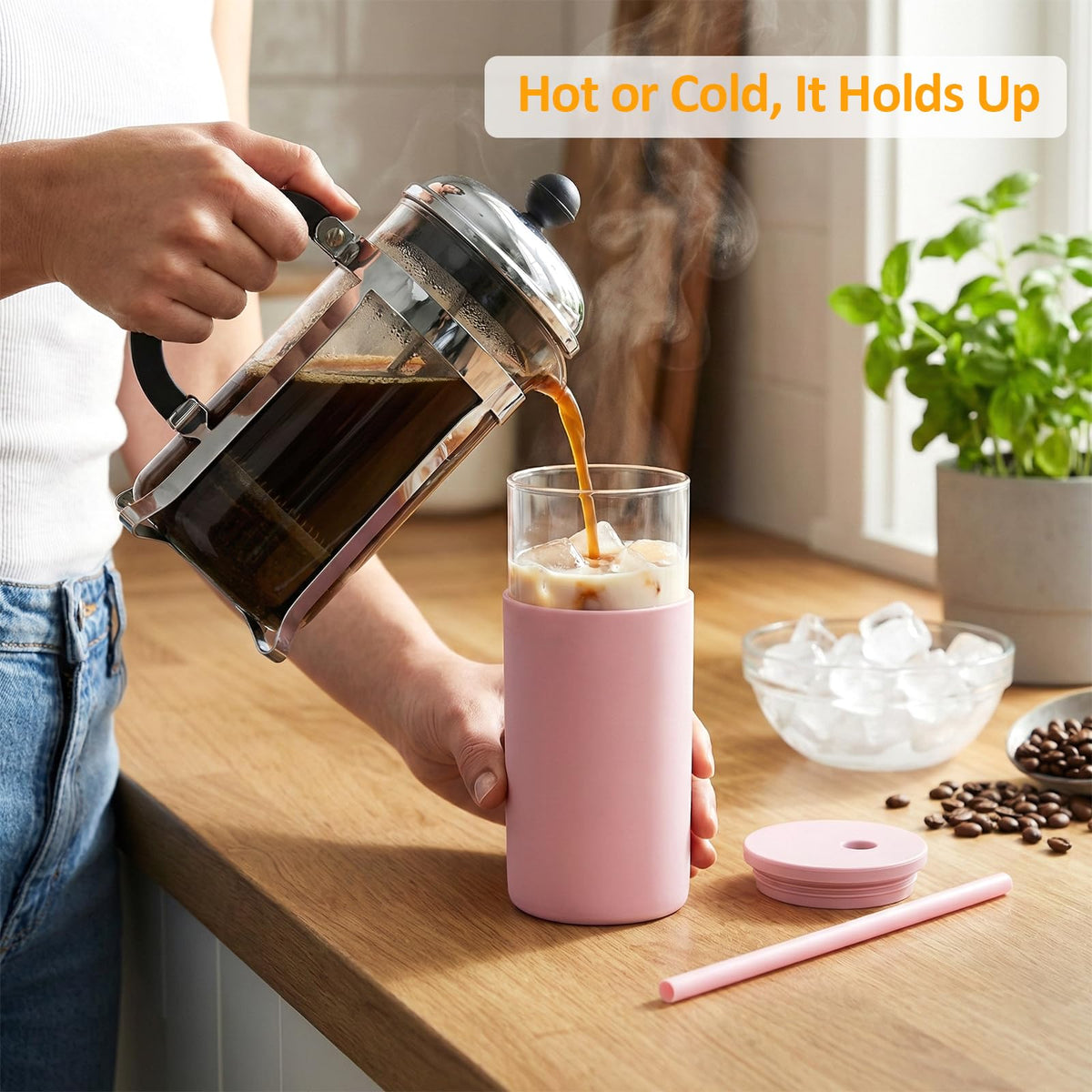 20 oz Glass Tumbler with Lids and Straws K266618