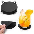 Faux Leather Drink Coasters with Holder, Set of 12 Y8494
