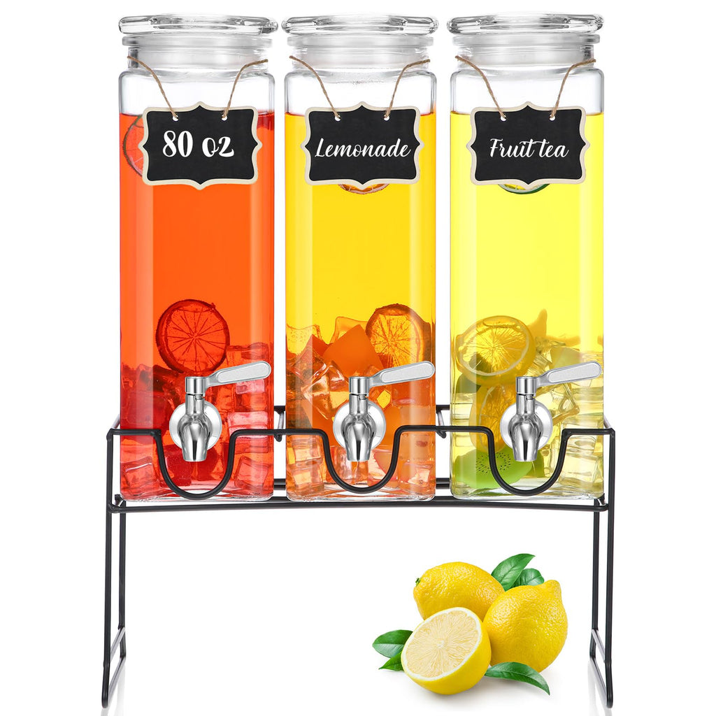 80 oz Glass Drink Dispenser with Stand and Spigot Q680