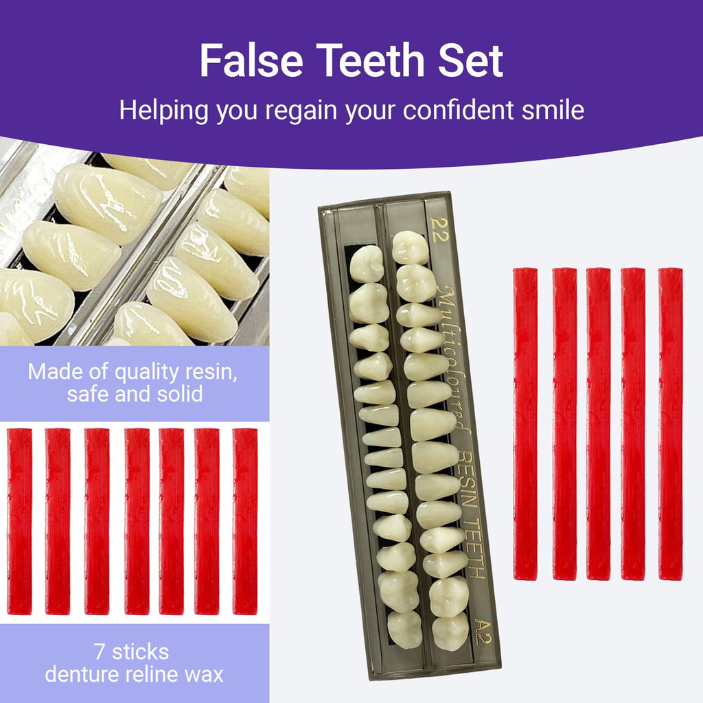28 Pcs False Teeth Synthetic Resin Dentures Repair Kit F21302