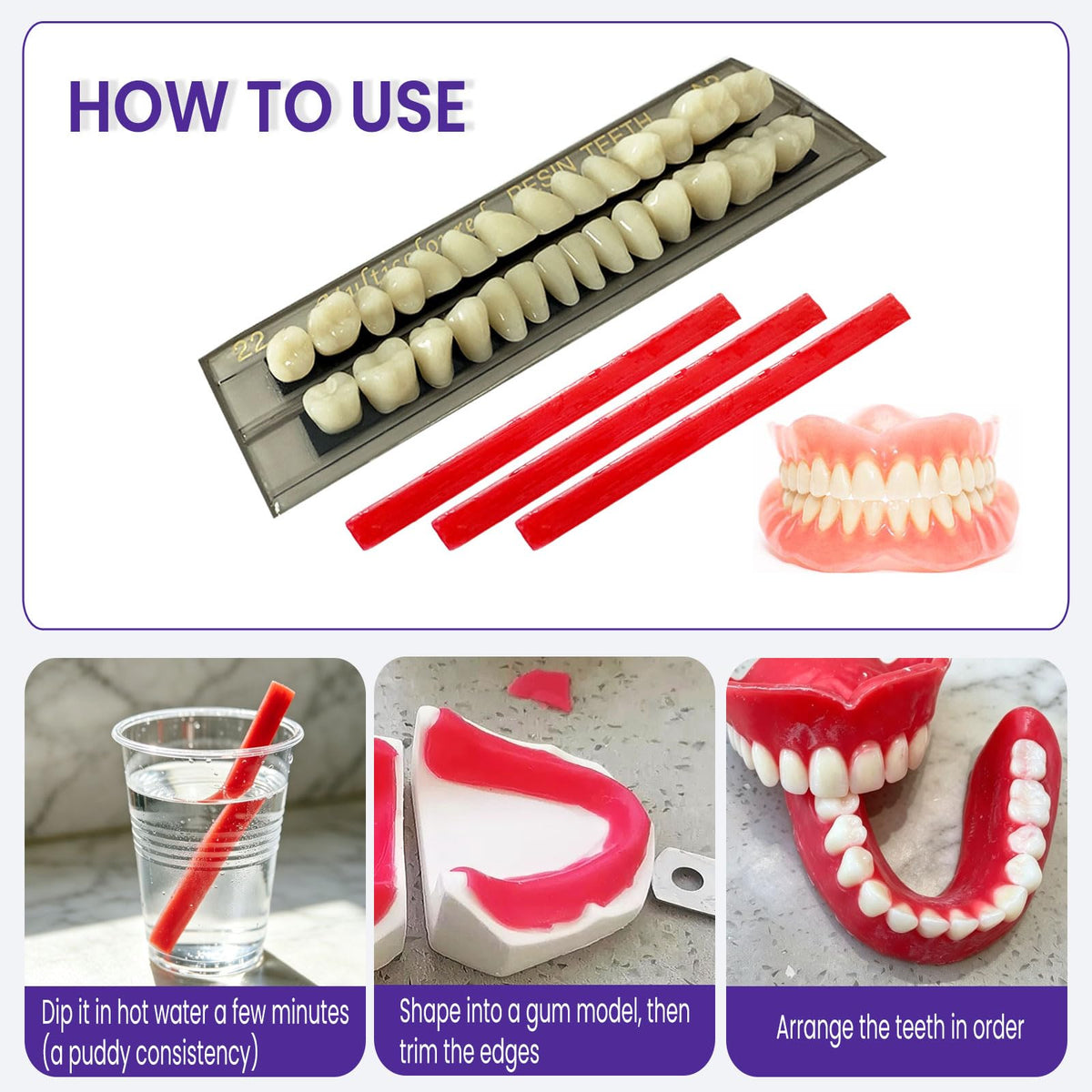 28 Pcs False Teeth Synthetic Resin Dentures Repair Kit F21302