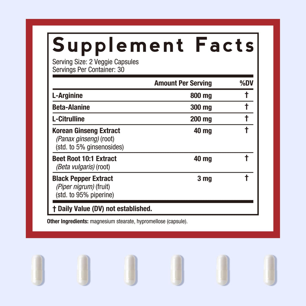 Nitric Oxide Booster 1380 mg 60 Vegan Caps C600498