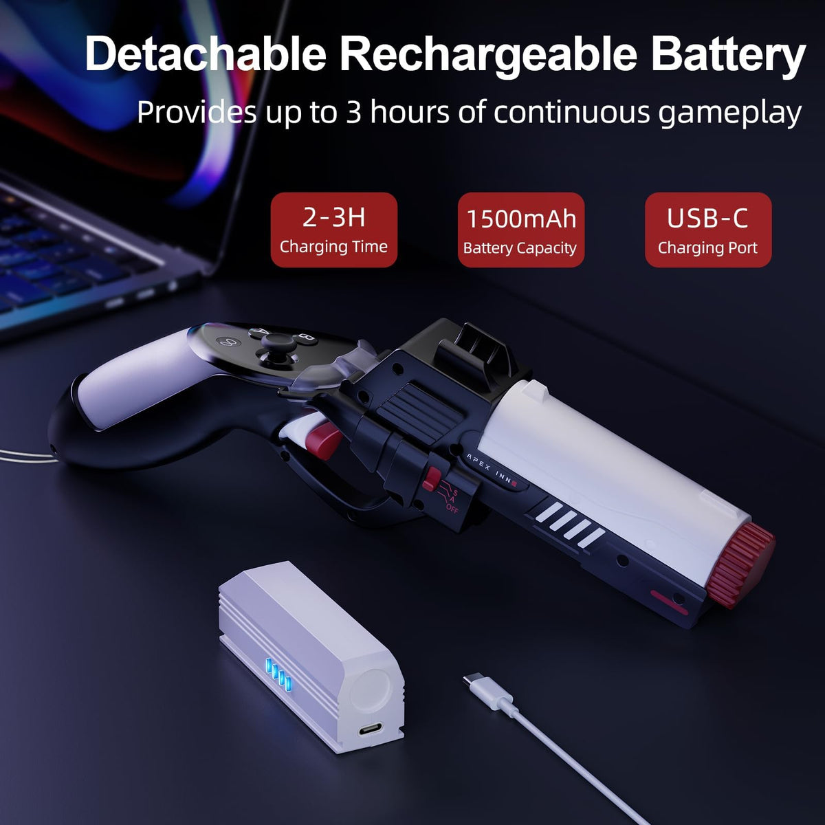 Controller Accessories Haptic Gun Stock Cover Compatible with Meta Quest 3S and Meta Quest 3 L51126