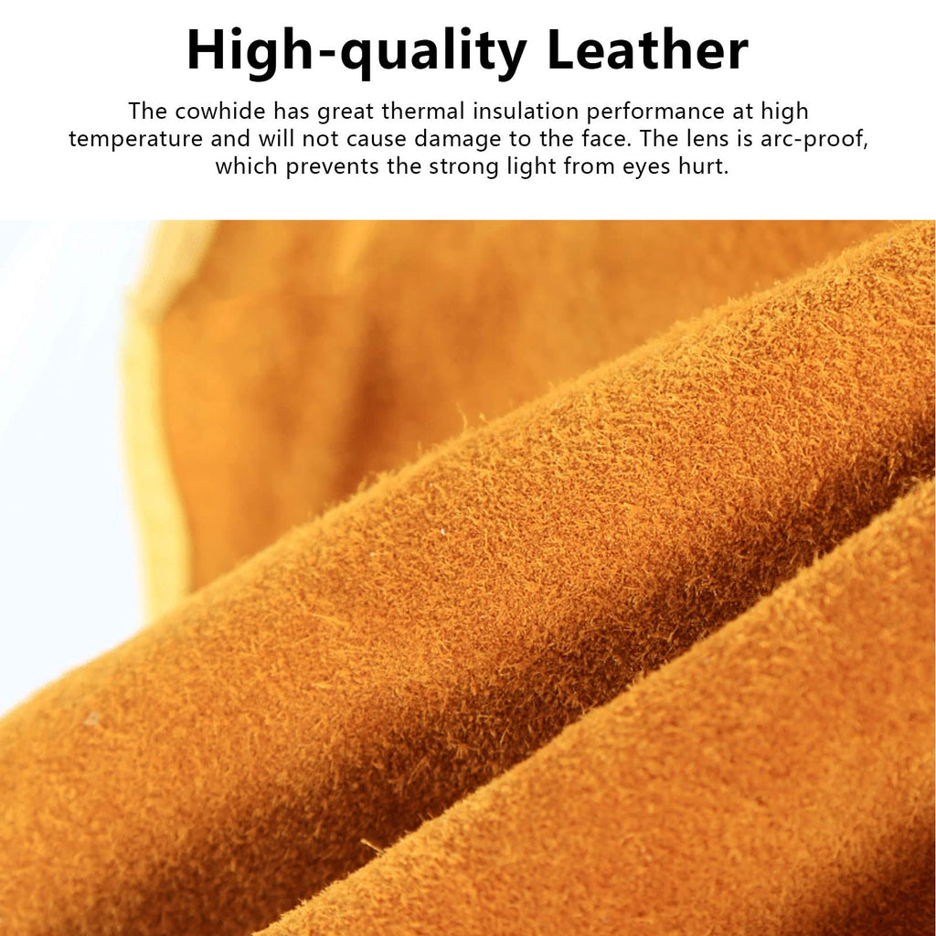 Cowhide Leather Welding Hood with Auto Darkening Filter F9374
