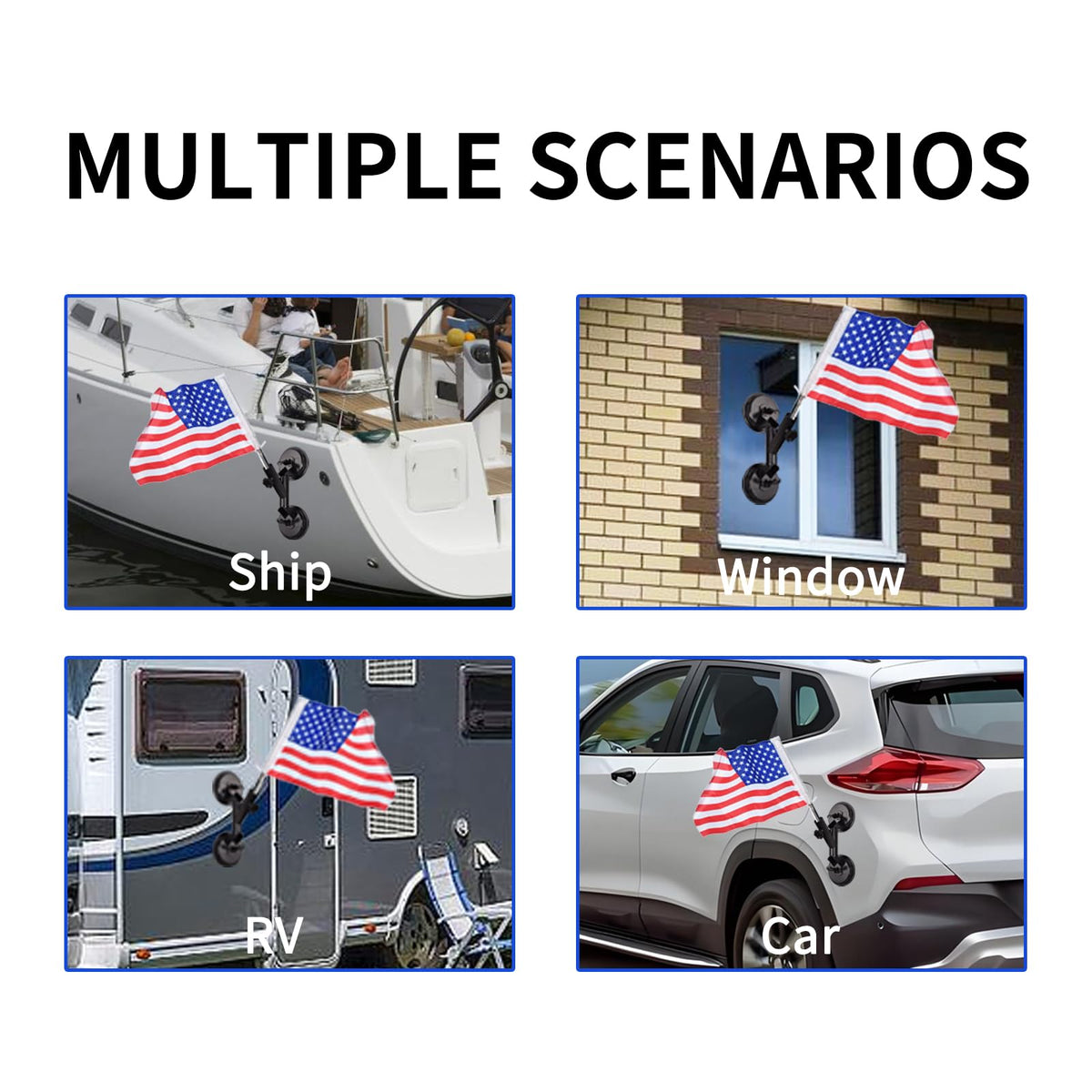 Suction Cup Vehicle Flagpole Bracket Aluminum Alloy O952602