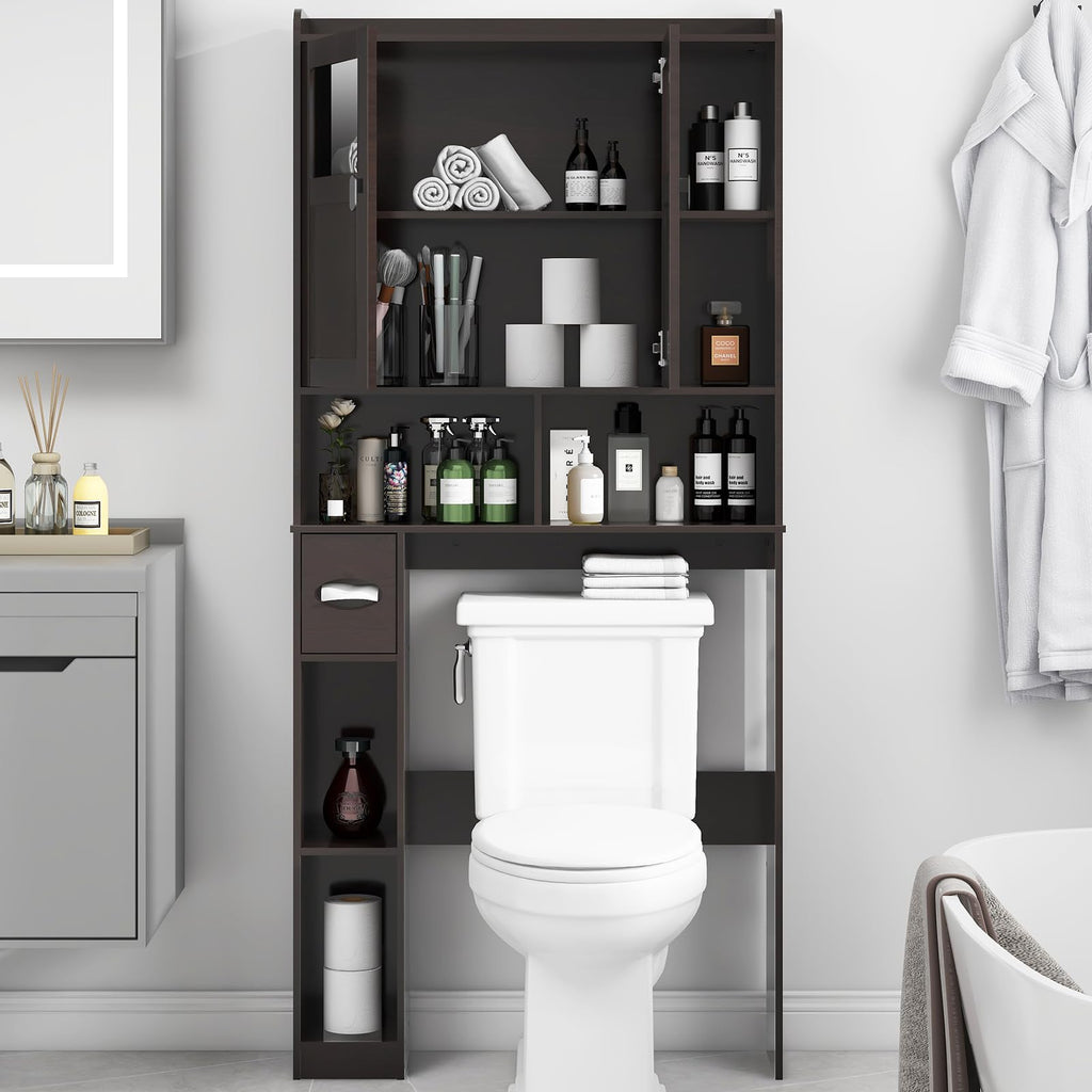Over The Toilet Storage Cabinet with Doors and Shelves A720025
