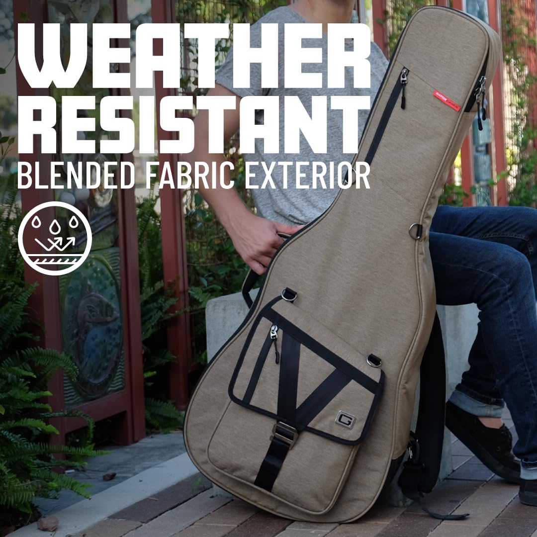 Lightweight Electric Guitar Gig Bag with Back Pack Straps and Rubberized Base, Charcoal Black J38727