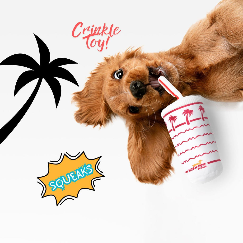 Palm Cup Dog Toy Plush Squeaky Crinkle Pet Toy B608